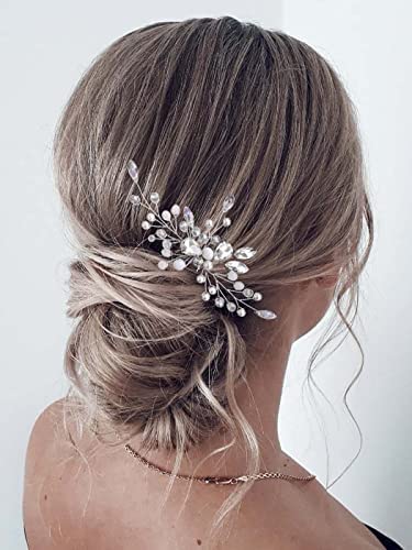 Vakkery Épingles à cheveux de mariage en cristal argenté avec strass pour femmes et filles