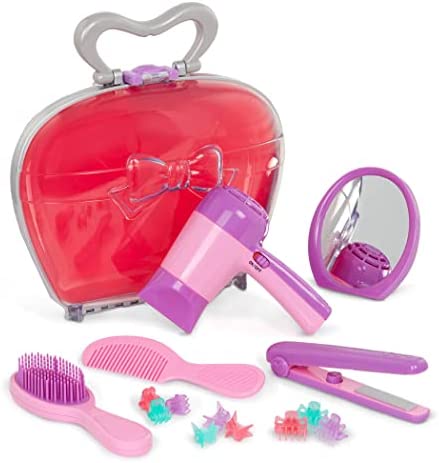 Play Circle by Battat – Ensemble de Coiffure Couleur Rose – Miroir, kit de Brushing, sèche-Cheveux, et Accessoires de Coiffeuse – Jeu d'imagination pour Filles de 3 Ans et Plus (15 Pieces)