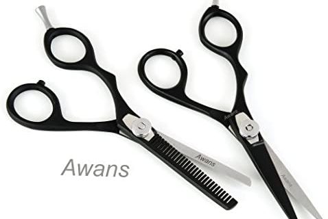 Barber ciseaux de coiffure pour gaucher, paires de ciseaux à effiler, 14 cm Noir satiné