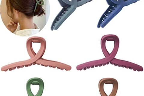 Senllori Pince à Cheveux,Grand attrape-cheveux mat antidérapant Jumbo griffes à cheveux forte tenue pince à mâchoire de cheveux accessoires de coiffure pour femmes filles,Paquet de 6, 10,9 cm