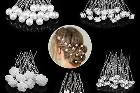 Épingle à Cheveux de Marriage, GuKKK Lot de 80 Pièces Accessoires de Cheveux, Pince a Forme de U, Épingle à Cheveux de Mariée, Cristal Strass Fleur Perle Pique à Cheveux pour Marriage / Anniversaire