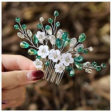 IYOU Peignes à cheveux de mariage mariée argent fleur cristal coiffes scintillantes strass mariée accessoires de cheveux pour femmes et filles