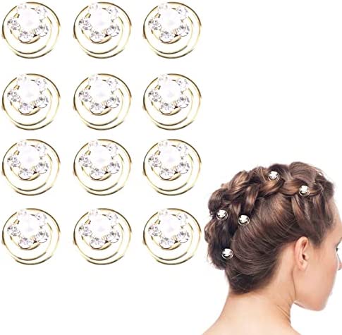 Barrettes en Forme de Spirale,Spirale Perle Pince à Cheveux,Epingle Cheveux Spirale,Epingle Cheveux Mariage,Barrette Cheveux Mariage,Epingle Cheveux Perle,pour Marriage Soirée Anniversaire,12PCS