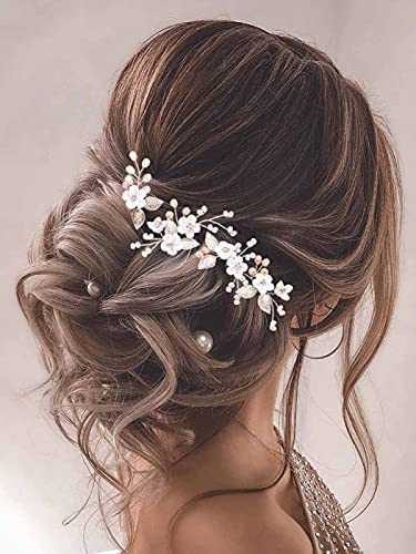 Vakkery Épingles à cheveux en forme de fleur avec cristaux argentés pour femme et fille