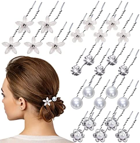 VEGCOO 25 Pièces Épingle à Cheveux de Marriage, Accessoires de Cheveux Mariage, Pince à Cheveux Diamant en Forme de U, Decoration Cheveux pour Marriage /Soirée /Anniversaire/Quotidien
