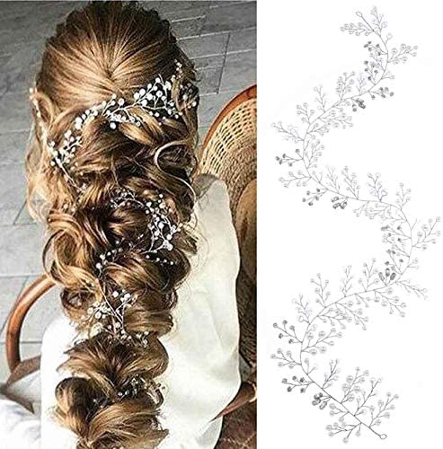 Simsly Mariage Cheveux Vines mariée Bandeaux Cristal Accessoires Cheveux pour mariée et Demoiselles d'honneur Bijoux Cheveux Perles Mariage Strass Mariée Chapellerie (Argent)