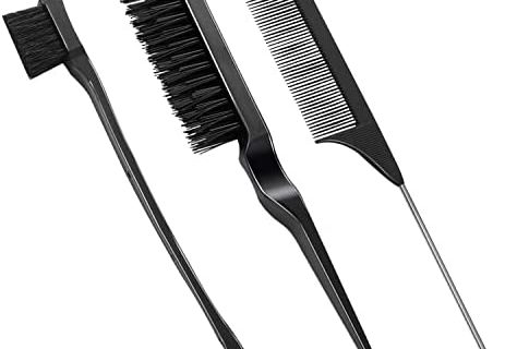 3 Pièces Set de Peignes de Coiffure, Peigne de Cheveux, Comprend Peigne à Double Tranchant, Peigne à Queue de Rat Robuste et Peigne Brosse , pour Professionnel Salon Coiffure, Femmes, Hommes, Enfants