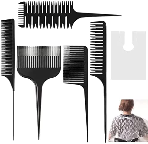 5 Tailles Peigne Coiffure Set Balayage Kamm Peigne a Queue Iro Comb Surbrillance Peigne à Mèches Peignes Coloration Professionnel Antistatique Peigne Cheveux Pour Tissage Teinture Coiffage Homme Femme