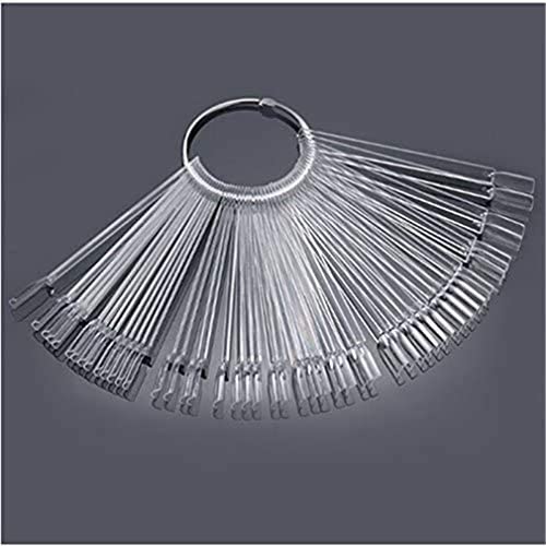 100pcs Présentoir Faux Ongles Pratique Nuancier Palette Maquillage Vernis à Ongles Couleur eventail Forme Batonnets Transparent Outil de Nail Art (Transparent)