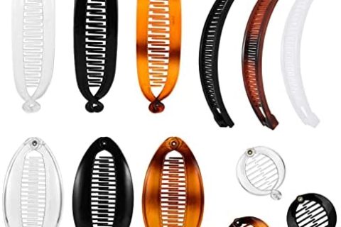 Fuyamp 12 Pinces à Cheveux Banane, Peigne Classique En Queue de Poisson Pince à Cheveux Pince Banane Française Peigne à Cheveux Double Peigne Banane Pince pour Queue de Cheval pour Femmes 4 Styles