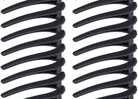 MELLIEX 20 Pièces Pinces à Cheveux Professionnelles, Barrettes à Cheveux en Bec de Canard en Plastique pour Femmes Filles Coiffure Salon Outil - Noir