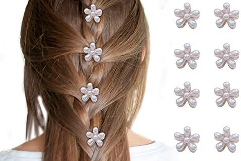 VEGCOO 12 Pcs Mini Pinces à Cheveux en Perles avec Motif de Fleurs, Barrette à Cheveux Perle Mignonne Accessoires Cheveux Femme, Pinces à Cheveux Antidérapantes pour Femmes Filles Coiffure(Style A)