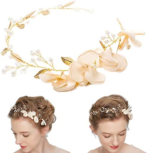 Femmes Perle Bandeau de Mariage, Mode Coiffure Barrettes de Cheveux Art Hair pour la Mariée/Filles Serre-têtes Accessoires de Décor Portent des Clips Bijoux pour Demoiselle D'honneur