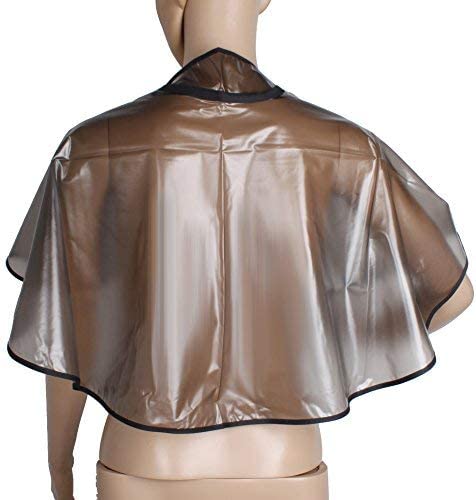 Juanya Cape Coiffure Professionnel Imperméable Élastique Cape Cheveux Coloration Coiffeur Salon Marron Transparent