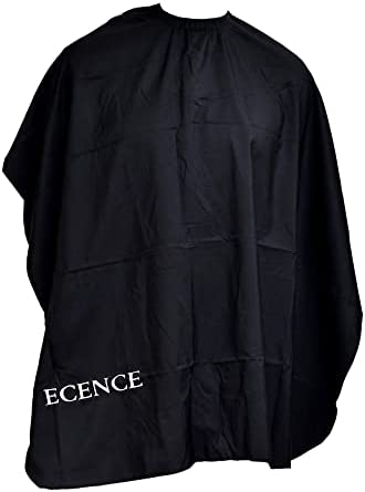 ECENCE Cape de Coupe Professionnelle avec agrafes pour Enfants et Adolescents Noir, 120x100cm Cape de Coupe, étanche, Taille Universelle, Nettoyage Facile
