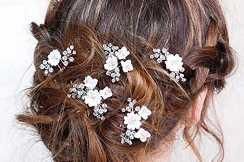 Edary mariée mariage épingles à cheveux fleur fleur pinces à cheveux perle mariée casque accessoires de cheveux pour femmes et filles (3 pièces) (5 PCS)