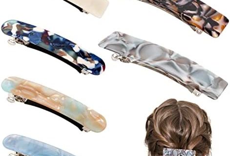 Barrettes à Cheveux, 6Pcs Pince à Ressort de Cheveux Pince Décoration de Cheveux Rétro Pince à Cheveux Automatique Épingle à Cheveux en Acétate Classiques et Élégantes pour Femme Fille